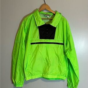 Vintage Outrageous Sports 80s/90s windbreaker quarter zip pouch neon green